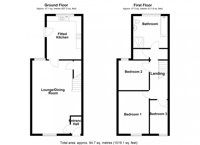 Floorplan for Bryn Street, Twynyrodyn, Merthyr Tydfil,