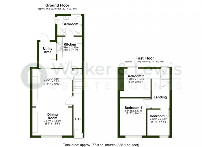 Floorplan for Llest Terrace, Llanilltud Faerdref, Pontypridd, Rhondda Cynon Taf