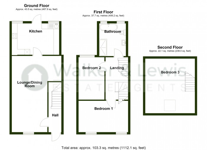 Floorplan for Queens Terrace, Troedyrhiw, Merthyr Tydfil, CF48 4ER