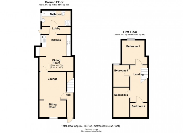 Floorplan for School Road, Troedyrhiw, Merthyr Tydfil, CF48 4JS