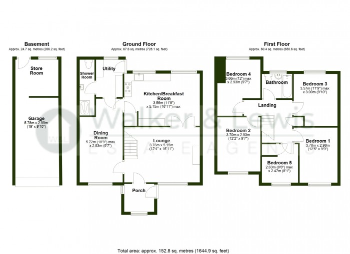 Floorplan for Greenfield Avenue, Pontypridd