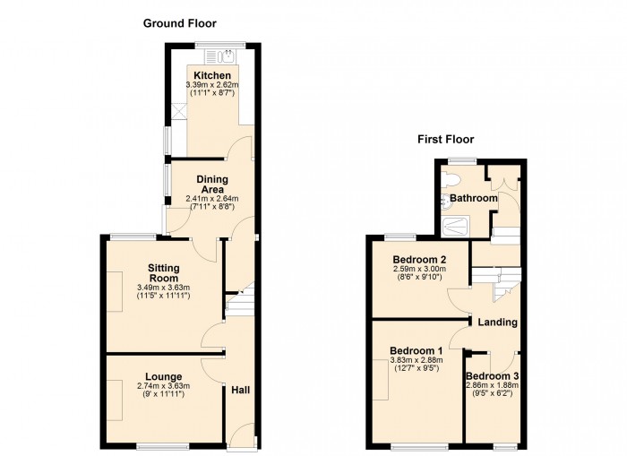 Floorplan for Commercial Street, Beddau, Pontypridd