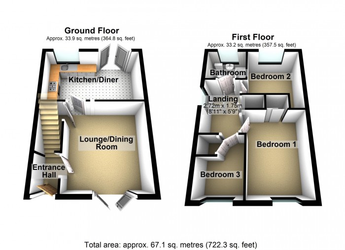 Floorplan for Monmouth Drive, Merthyr Tydfil