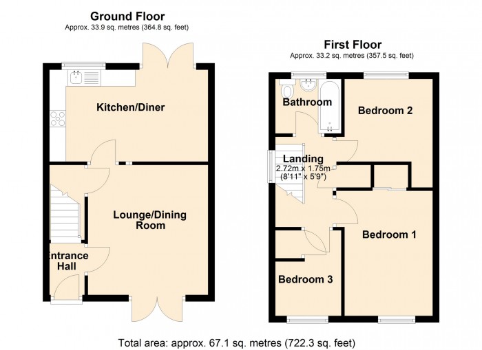 Floorplan for Monmouth Drive, Merthyr Tydfil