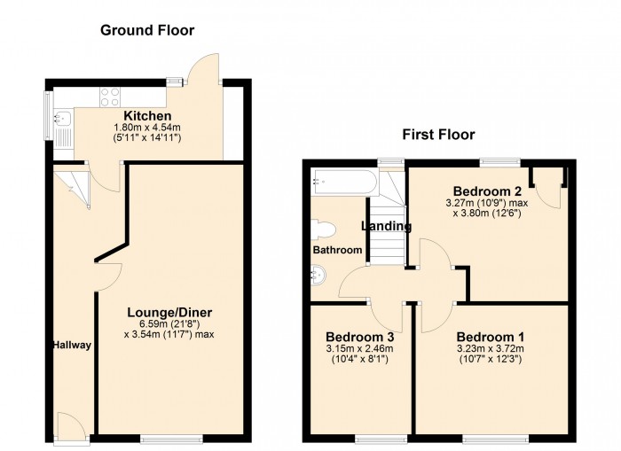Floorplan for Gynor Place, Porth
