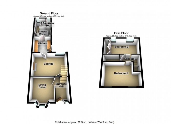 Floorplan for Hazel Terrace, Troedyrhiw, Merthyr Tydfil