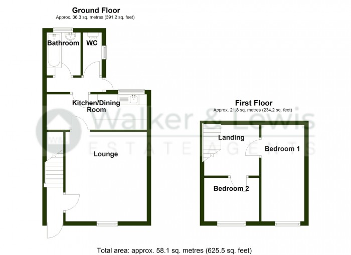 Floorplan for James Street, Merthyr Tydfil, CF47 0NF