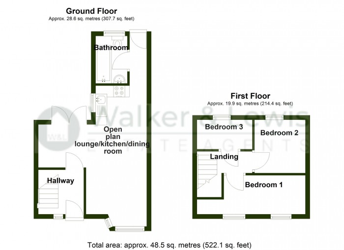 Floorplan for Holly Terrace, Troedyrhiw, Merthyr Tydfil, Cf48 4HS