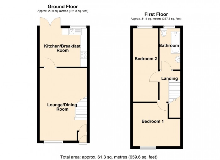 Floorplan for Church Street, Penydarren, Merthyr Tydfil