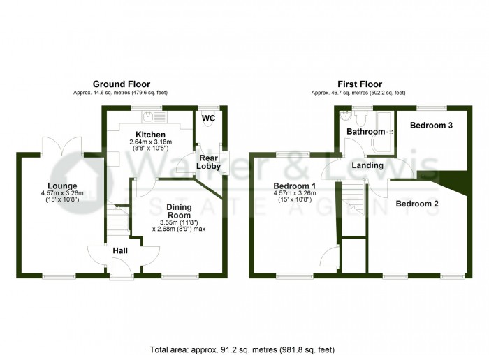 Floorplan for Oak Street, Rhydyfelin, Pontypridd
