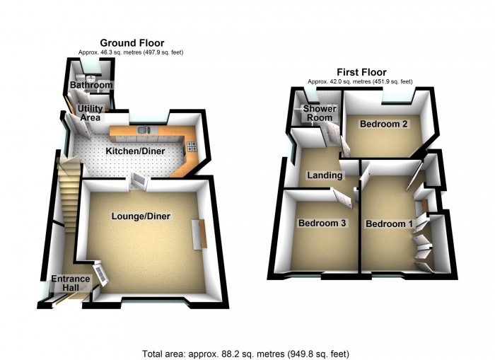 Floorplan for Bryntaf, Cefn Coed, Merthyr Tydfil
