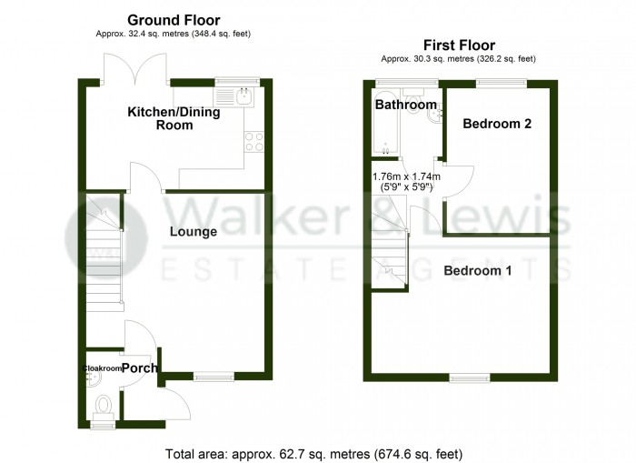 Floorplan for Mountain Rise, Heolgerrig, Merthyr Tydfil, CF48 1BB