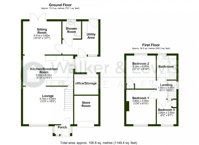 Floorplan for Monmouth Close, Ton-teg