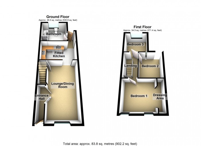 Floorplan for Muriel Terrace, Dowlais, Merthyr Tydfil
