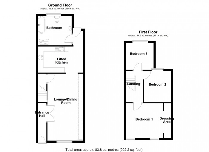 Floorplan for Muriel Terrace, Dowlais, Merthyr Tydfil