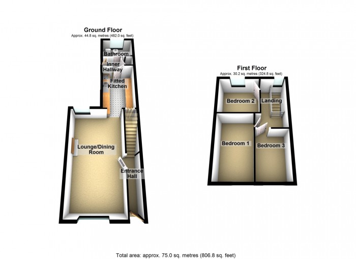 Floorplan for Saxon Street, Merthyr Tydfil