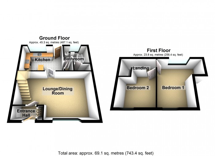 Floorplan for Nightingale Street, Abercanaid, Merthyr Tydfil