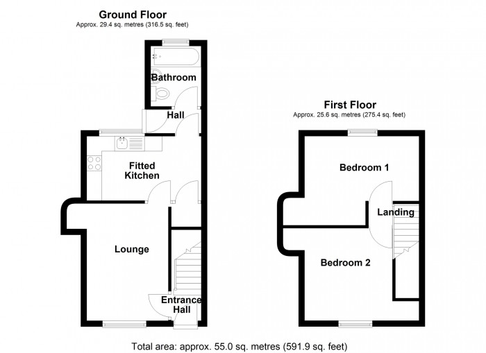 Floorplan for Upper Row, Dowlais, Merthyr Tydfil